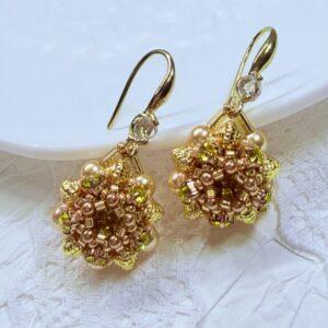 Handmade Beaded Floral Crystal Pearl Earrings