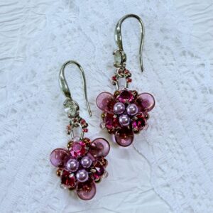 Handmade Beaded Three-Leaf Floral Drops Earrings