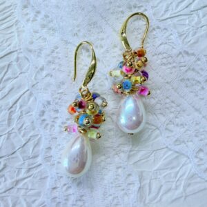 colorful teardrop pearl earrings
