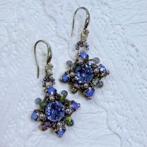 Handmade Beaded Rhombus Snowflake Drop Earrings