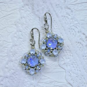 Handmade Square Crystal Beaded Drop Earrings