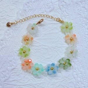 Handmade Pastel Floral Beaded Bracelet