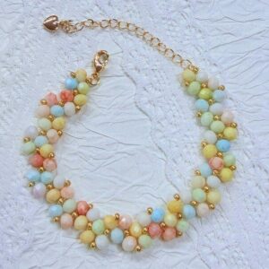 Handmade Pastel Flat Bead Woven Bracelet