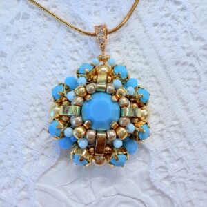 round gem floral pendant
