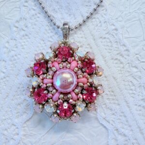Handmade Pink Pearl Snowflake Floral Pendant
