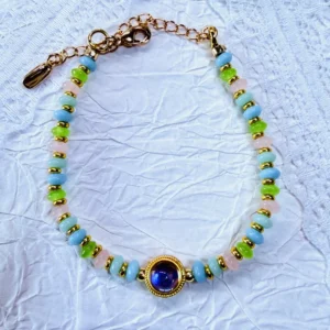 pastel round gem bracelet