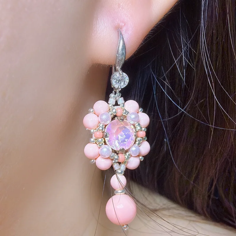 Floral Crystal Pearl Dangles