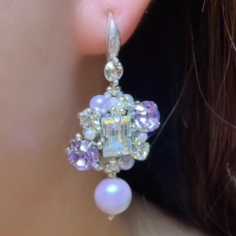Crystal Pearl Cluster Earrings