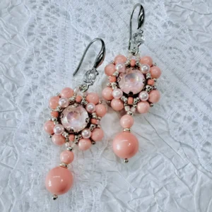 floral crystal pearl dangles