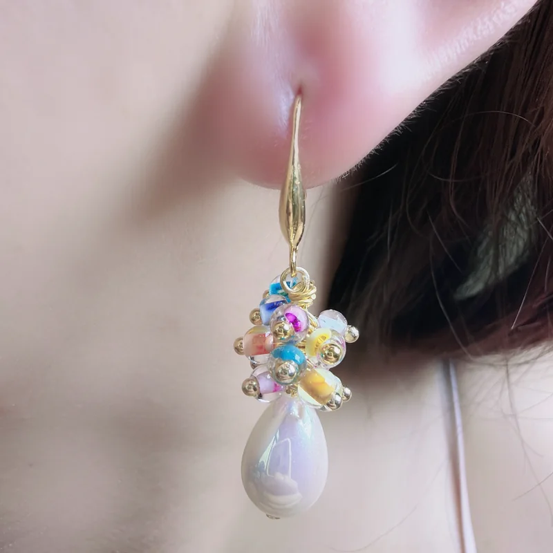 Colorful Teardrop Pearl Earrings