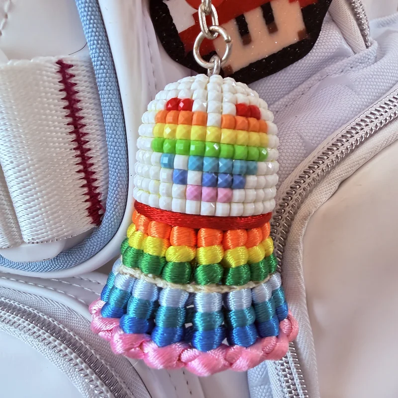 Rainbow Heart Shuttlecock Charm