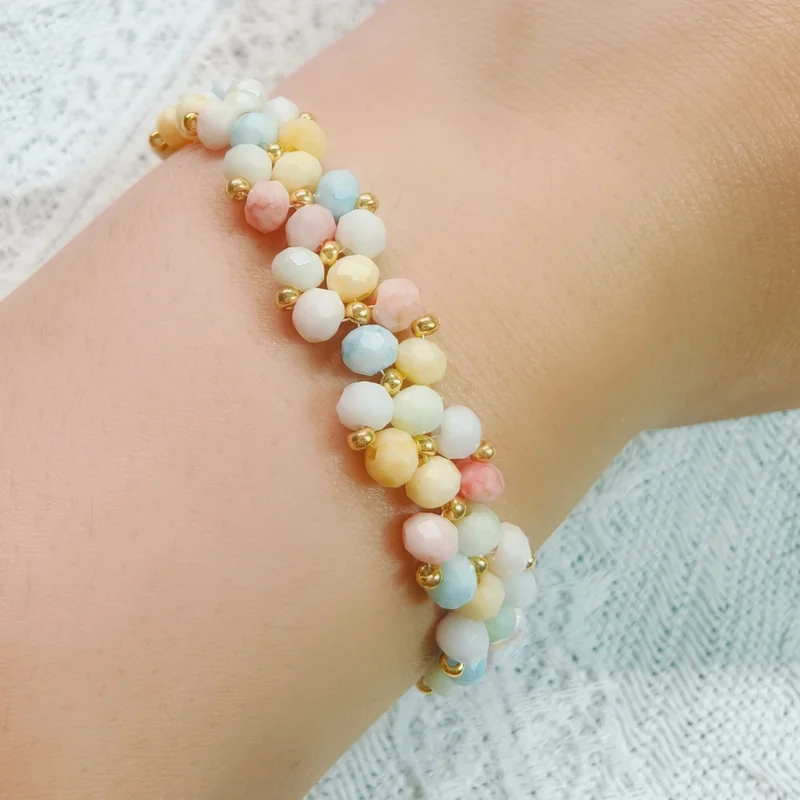 Pastel Flat Bead Woven Bracelet